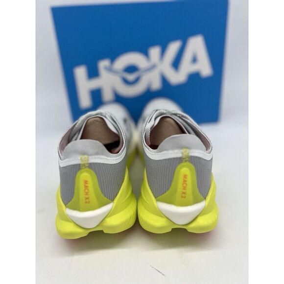 NEW Men's Size 9.5 HOKA Mach X 2 Running Shoes 1155119 White Citrus Yellow Gym - Picture 6 of 7